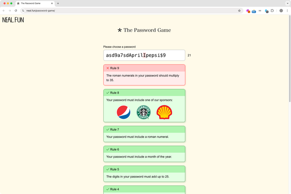 The Password Game media